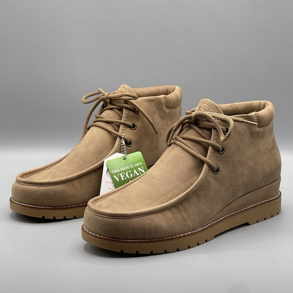 Skechers Women's 9.5 Boots Hidden Wedge Chukka Brown Heals Vegan BOBS New